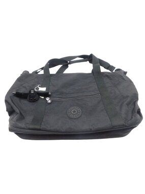 Kipling Black Tote Bag Duffel With Monkey Bag Charm 11" x 12" Travel Purse